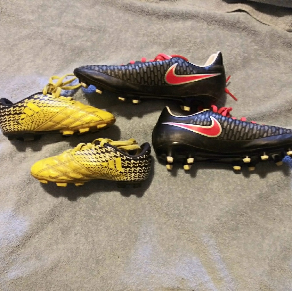 Nike Adidas Cleats W8, K9 used Soccer Football